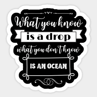 What you know is a drop what you dont know is an ocean Sticker